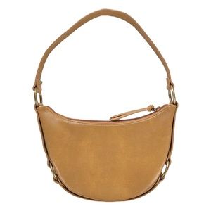 Nine West Purse Hobo Shoulder Bag Zip Close Handbag Tan Man Made Vegan Material